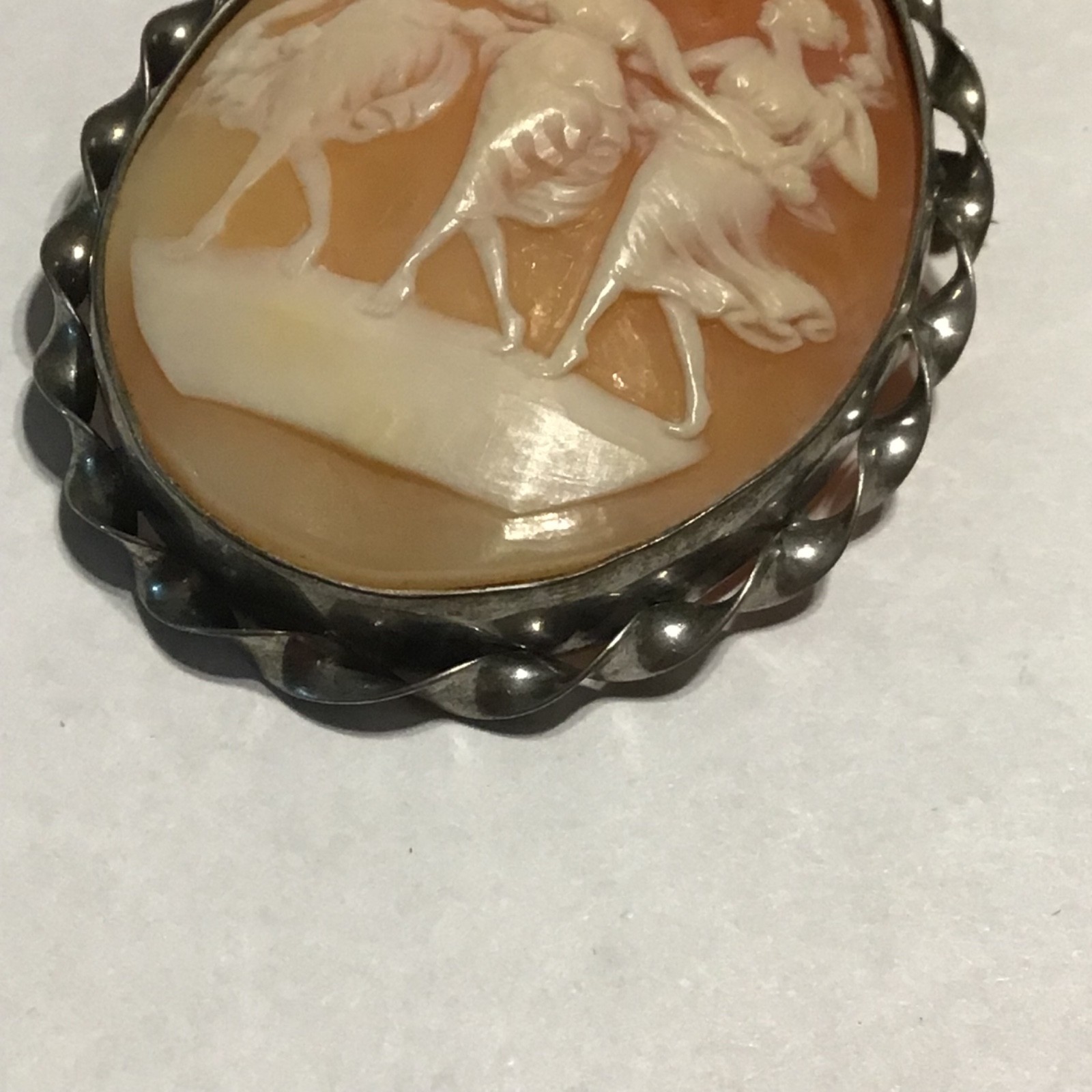 Vtg Cameo Sterling Three Graces Muses Brooch Pin Filigree Rare