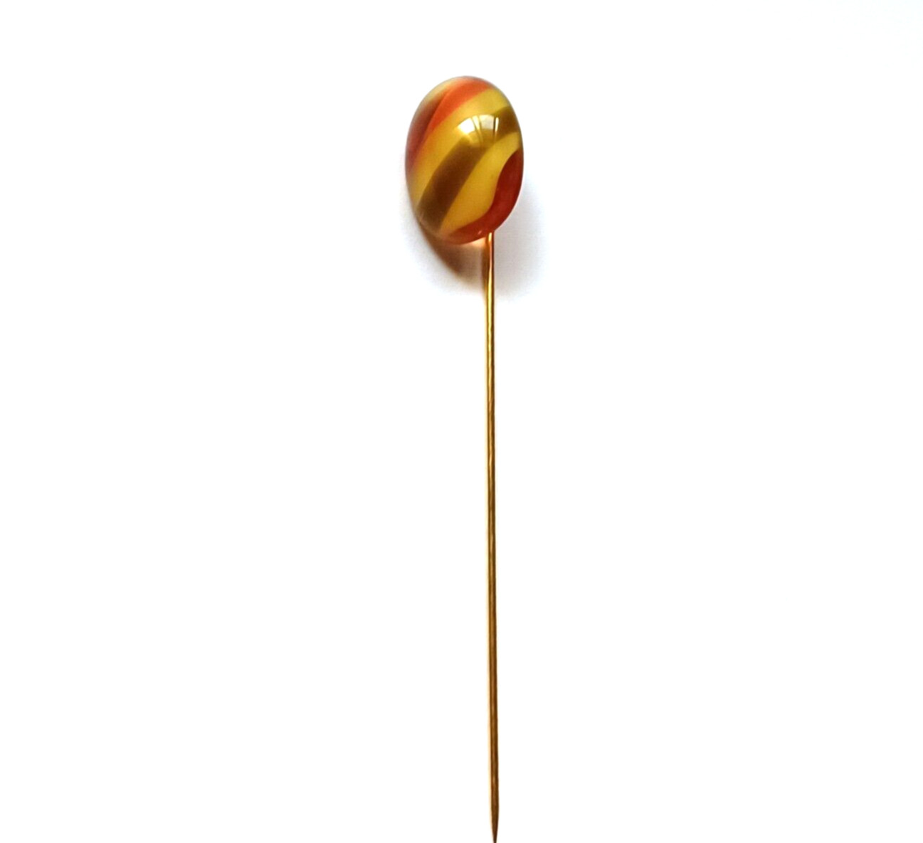 Vintage Brown & White Glass Swirl Stick Pin
