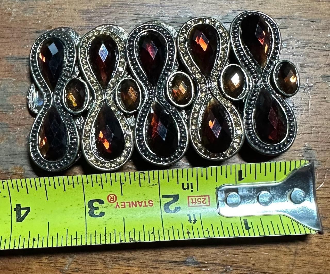 3 Beaded / Rhinestone Wide Stretch Bracelet lot Costume Jewelry #D17