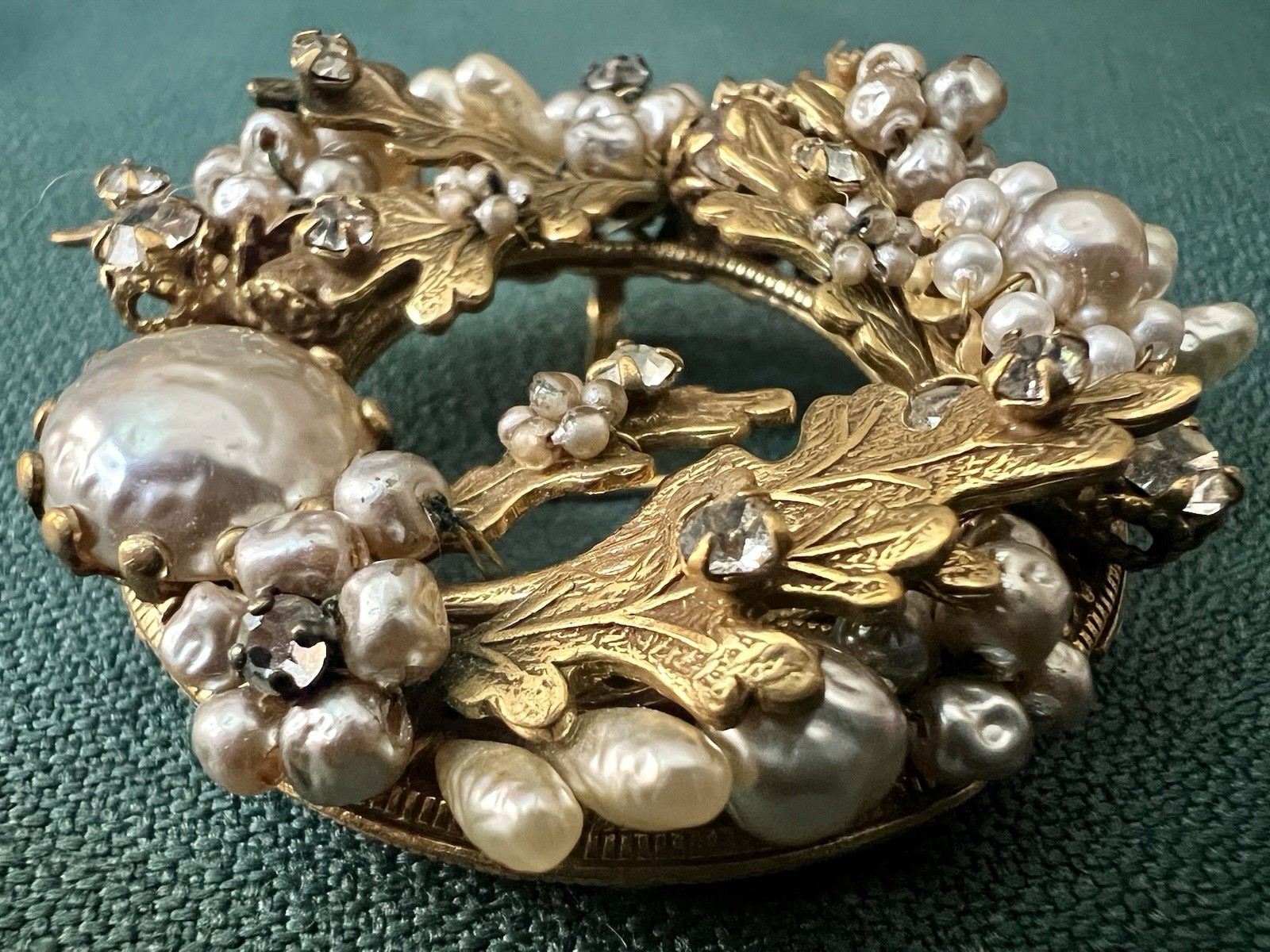 ORIGINAL BY ROBERT STUNNING PEARL RHINESTONE VTG BROOCH PENDANT MINTY CONDITION