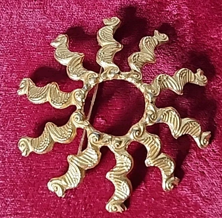 Alva Studios Double Duck Figures Brooch Museum Replicas Gold Tone Roman 2 1/4″