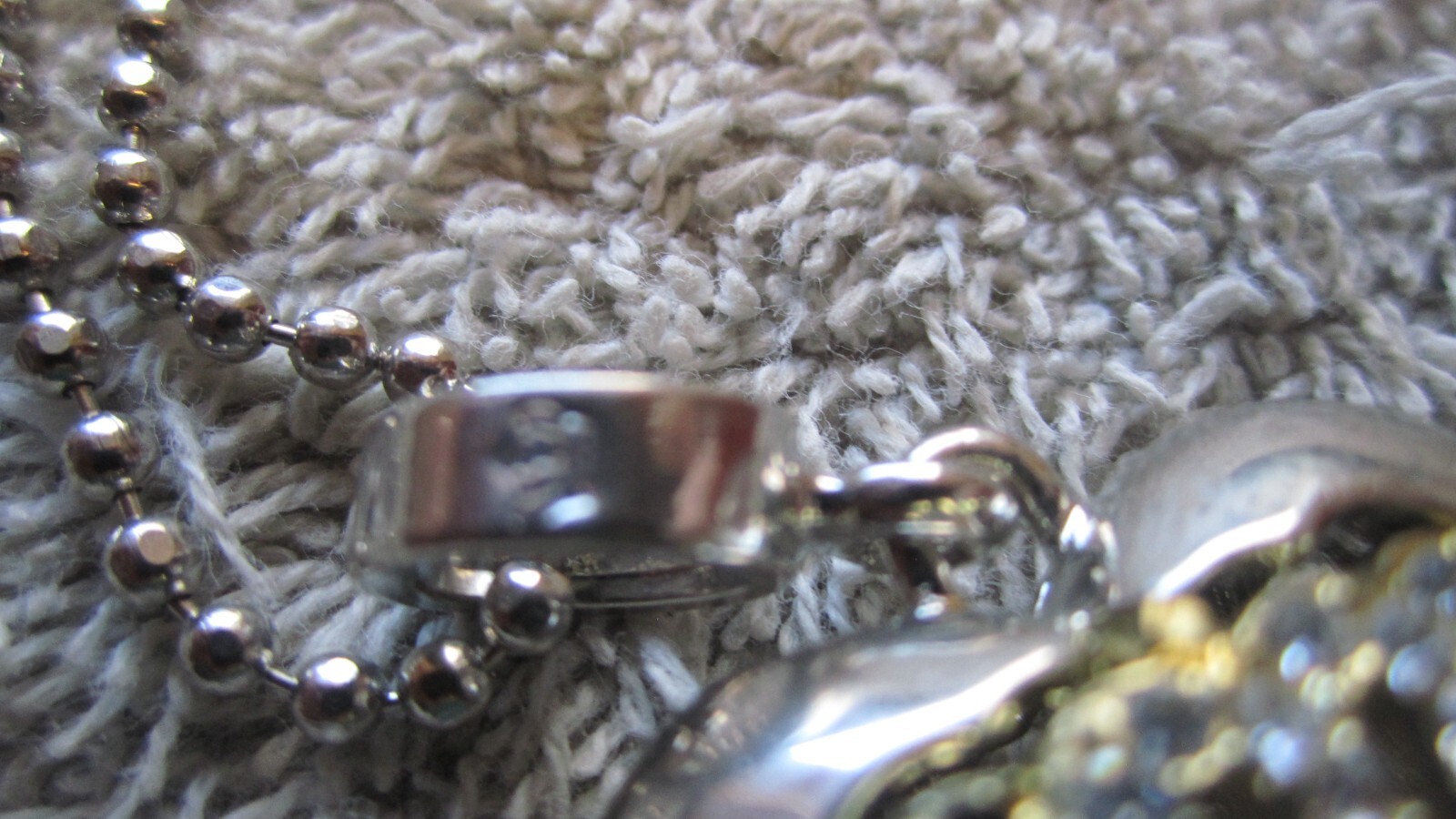 Vintage Puffy Heart Charm Necklace Pendant Brass Metal Rhinestone about 1″