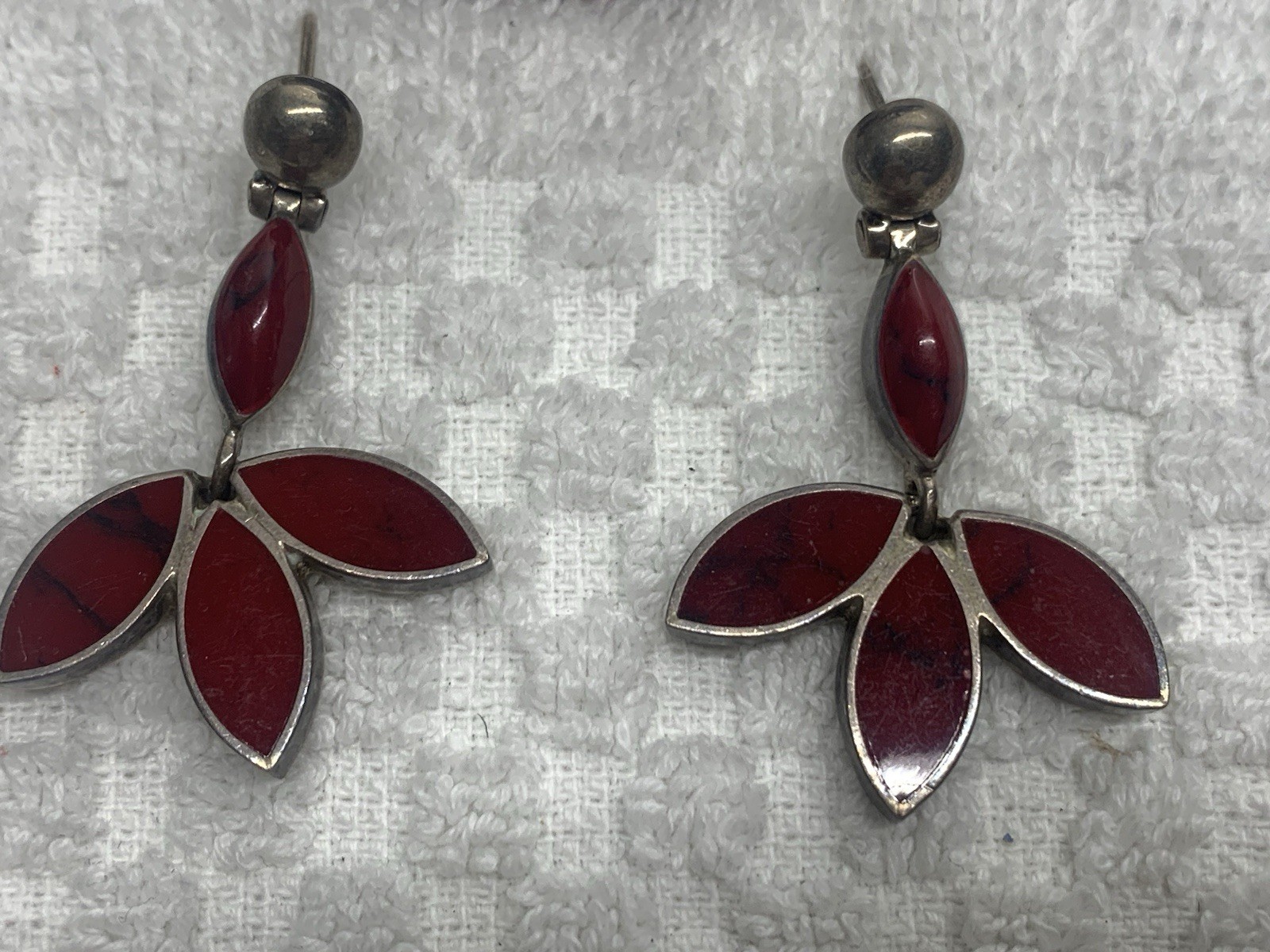Bracelet & Pierced Earrings matching set 950 Silver Jewelry marked 64 grams