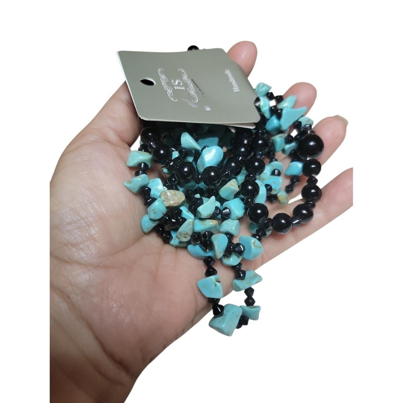 Vintage Stone Chip Necklace Lot Faux Turquoise Coral Green Mixed Gemstone Beaded