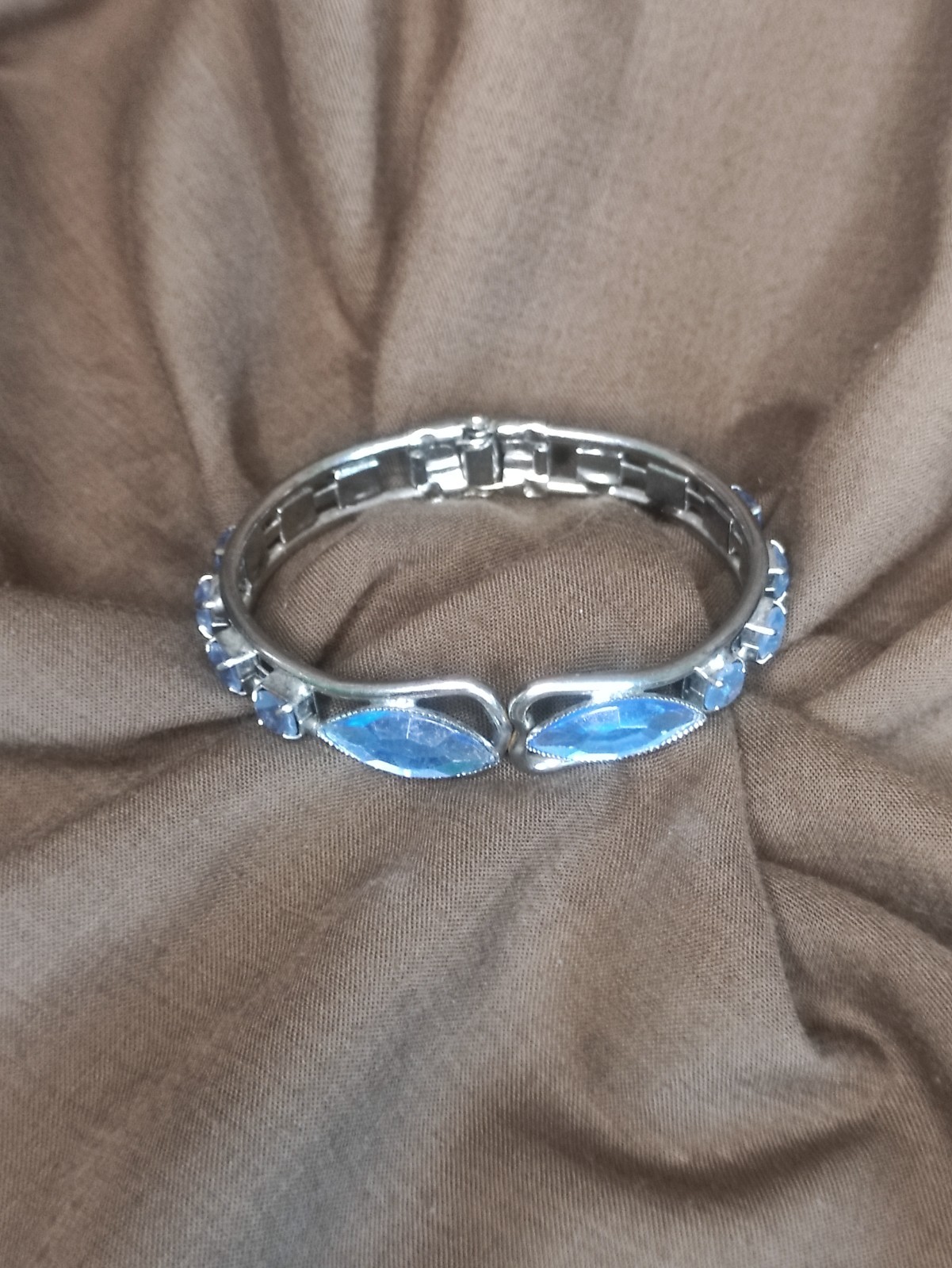 Vintage Bracelet with Blue Faceted Glass Stones Elegant Costume Jewelry USSR
