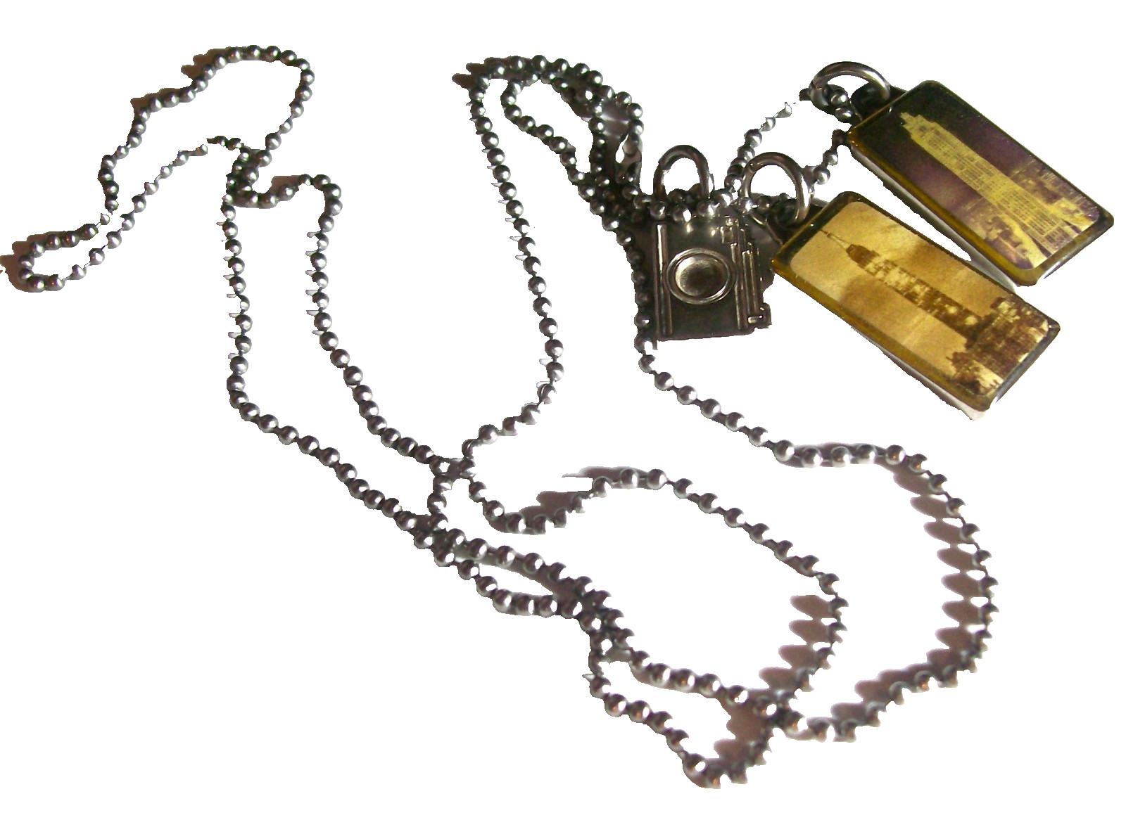 LUCY LU DESIGNS NYC BUILDINGS CHARM NECKLACE-Signed