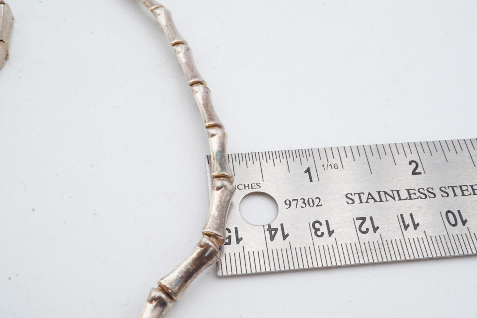 Vintage Sterling Silver 925 Bamboo Necklace 16″