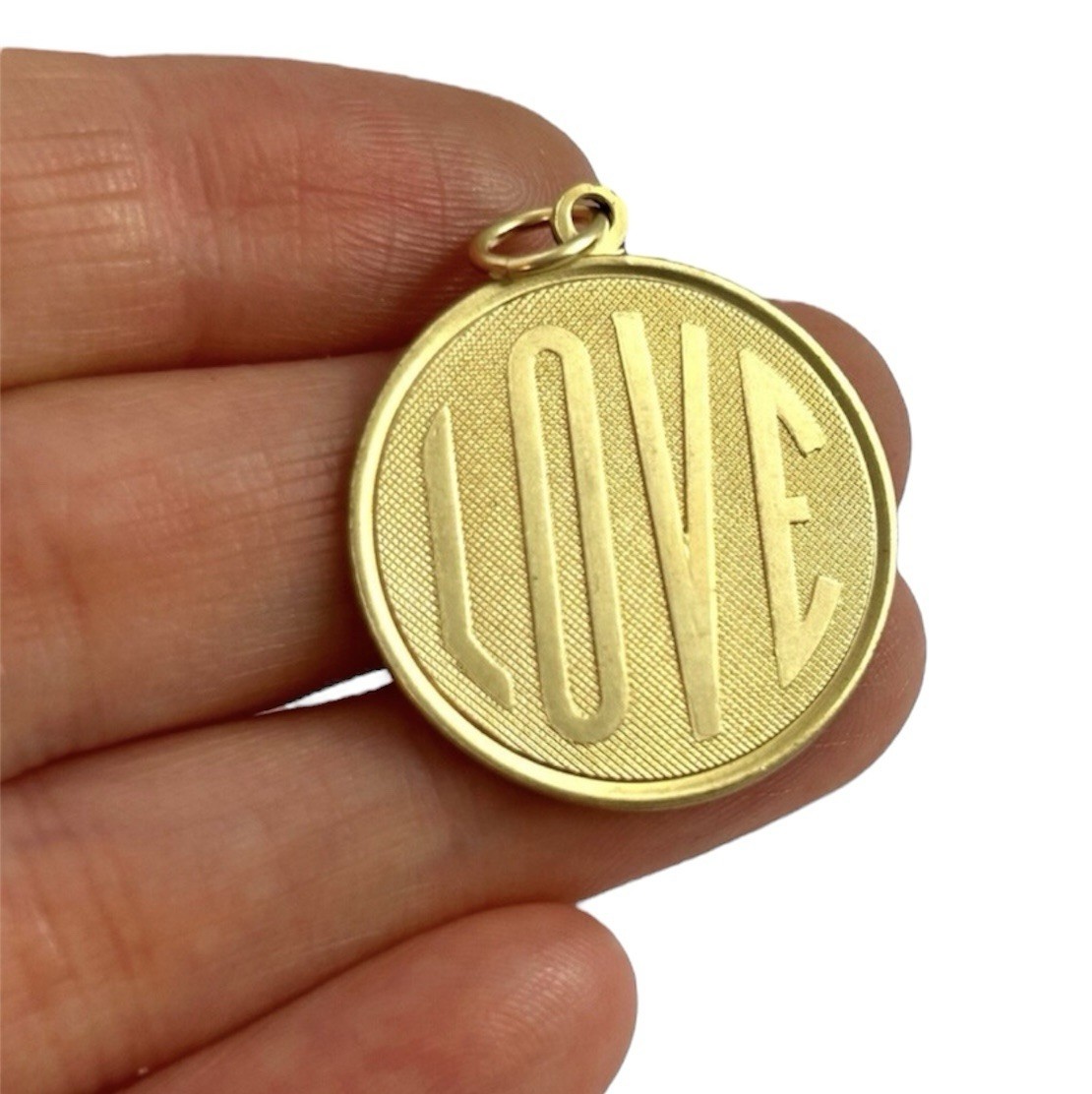 Vintage Charm LOVE Medallion Pendant Brass Metal Jewelry Gift For Women
