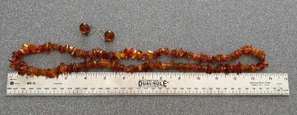 Vtg USSR Russian Soviet Amber Necklace Earrings 875 Silver Star Sickle 1980s