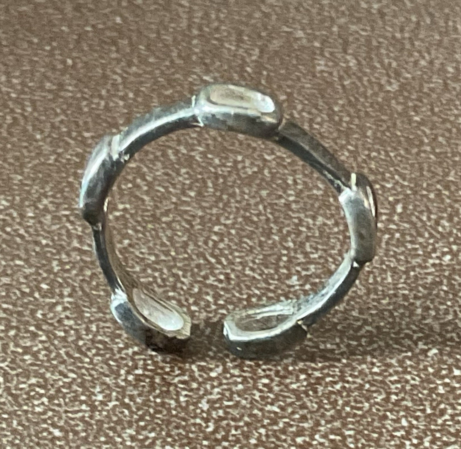 Vtg 925 Sterling Silver Ring Open Chain Link Industrial Modernist Sz 3.5 – 4.25