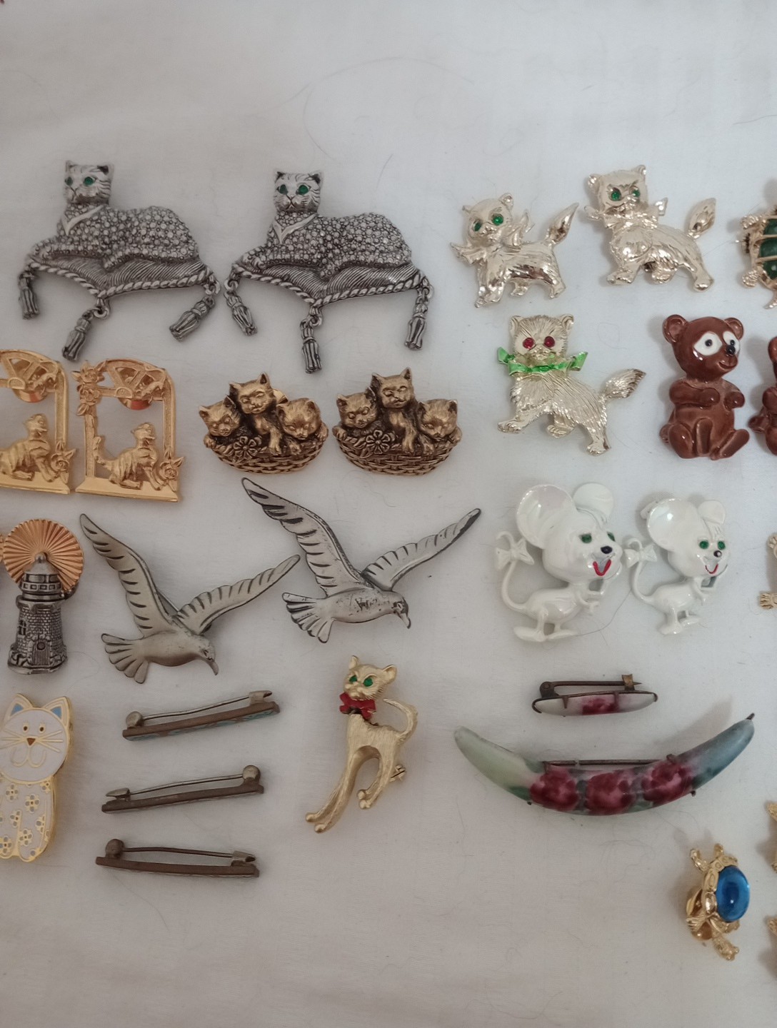 Lot Of 38 Different Pairs Of Pins In All Different Styles And Shapes Matching