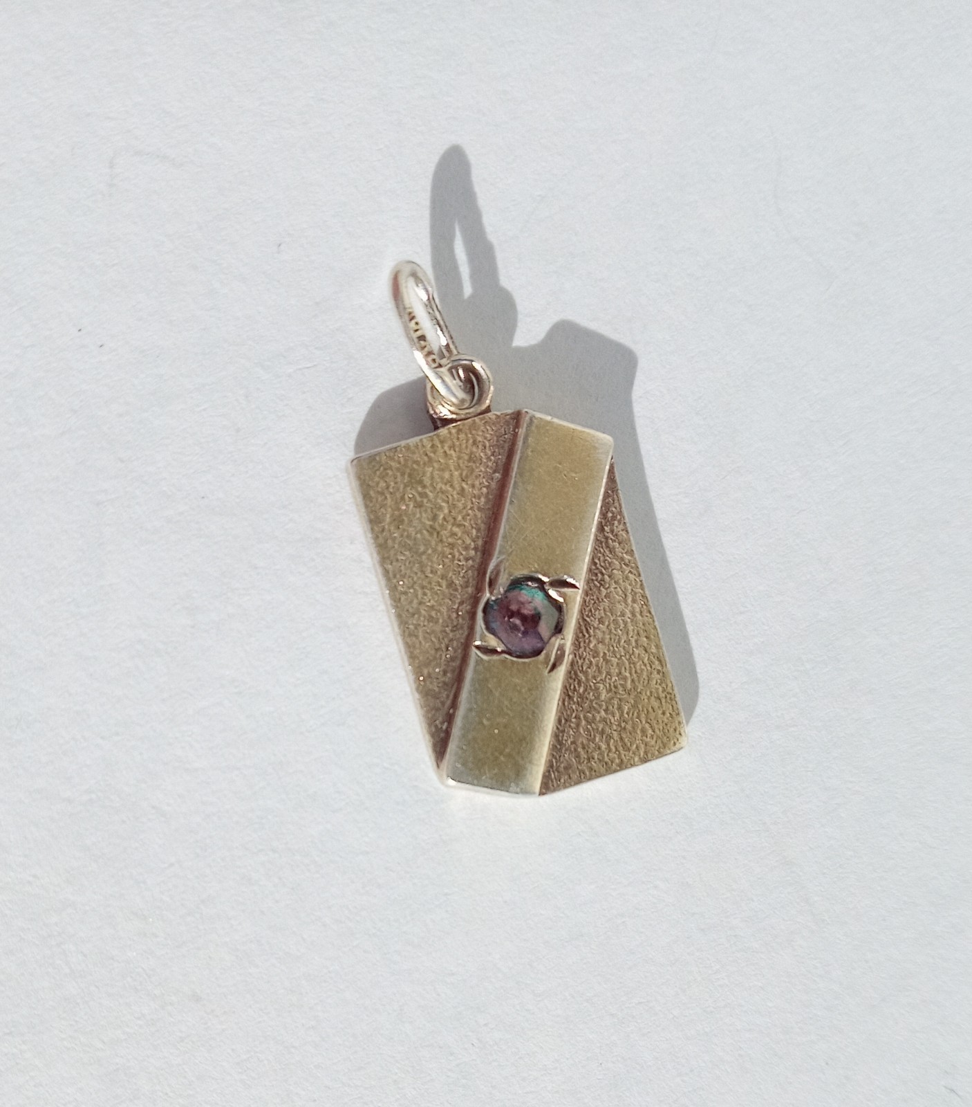 Vintage Pendant Purple stone Gilt Silver 875 test star USSR times Women Jewelry