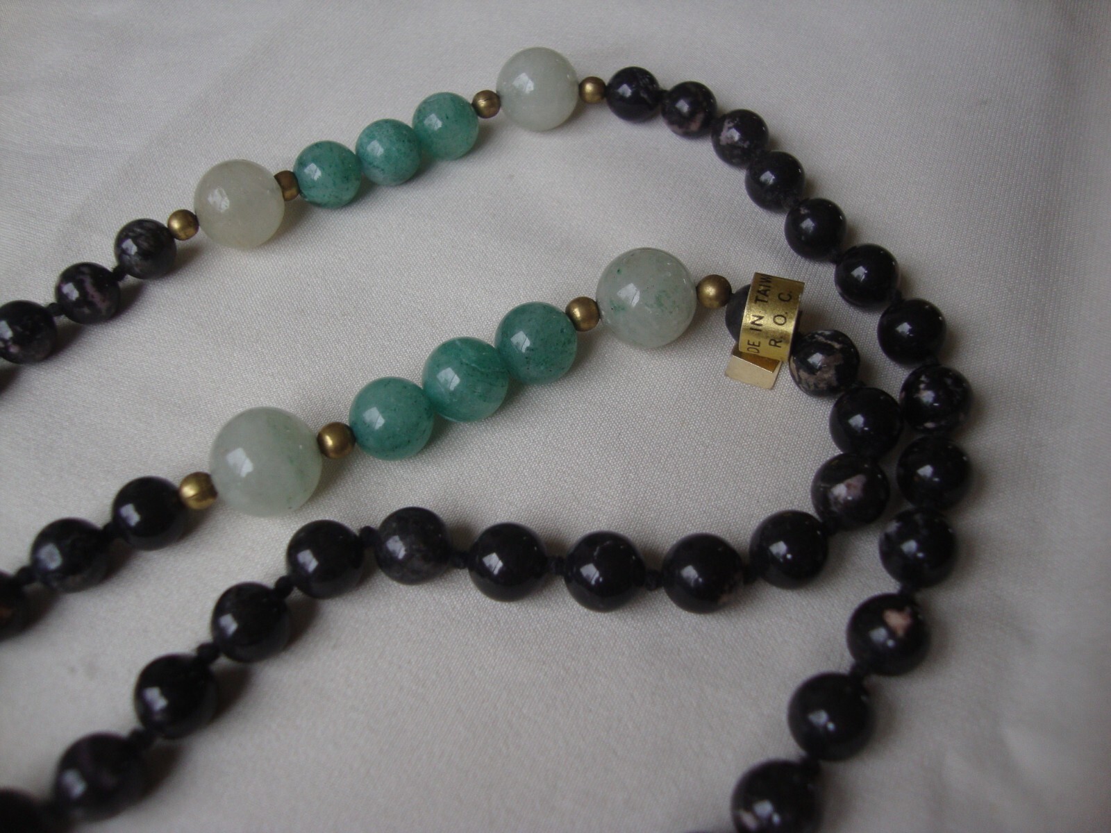 VINTAGE 1980s HAND KNOTTED 12 10 & 8MM GEMSTONE BEAD ENSEMBLE ENDLESS NECKLACE