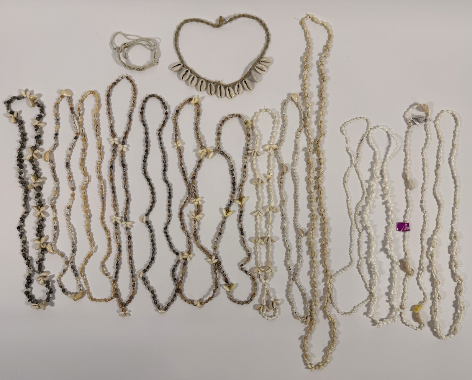 Vintage Shell Necklace Lot Hawaiian Cowrie Surfer Boho Beach Jewelry 16 Pc