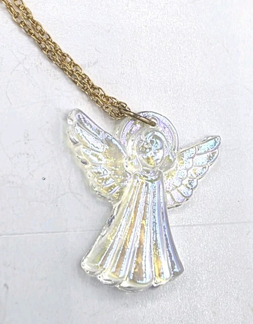Aurora Borealis Angel Pendant on 14kt Yellow Gold-Filled Chain