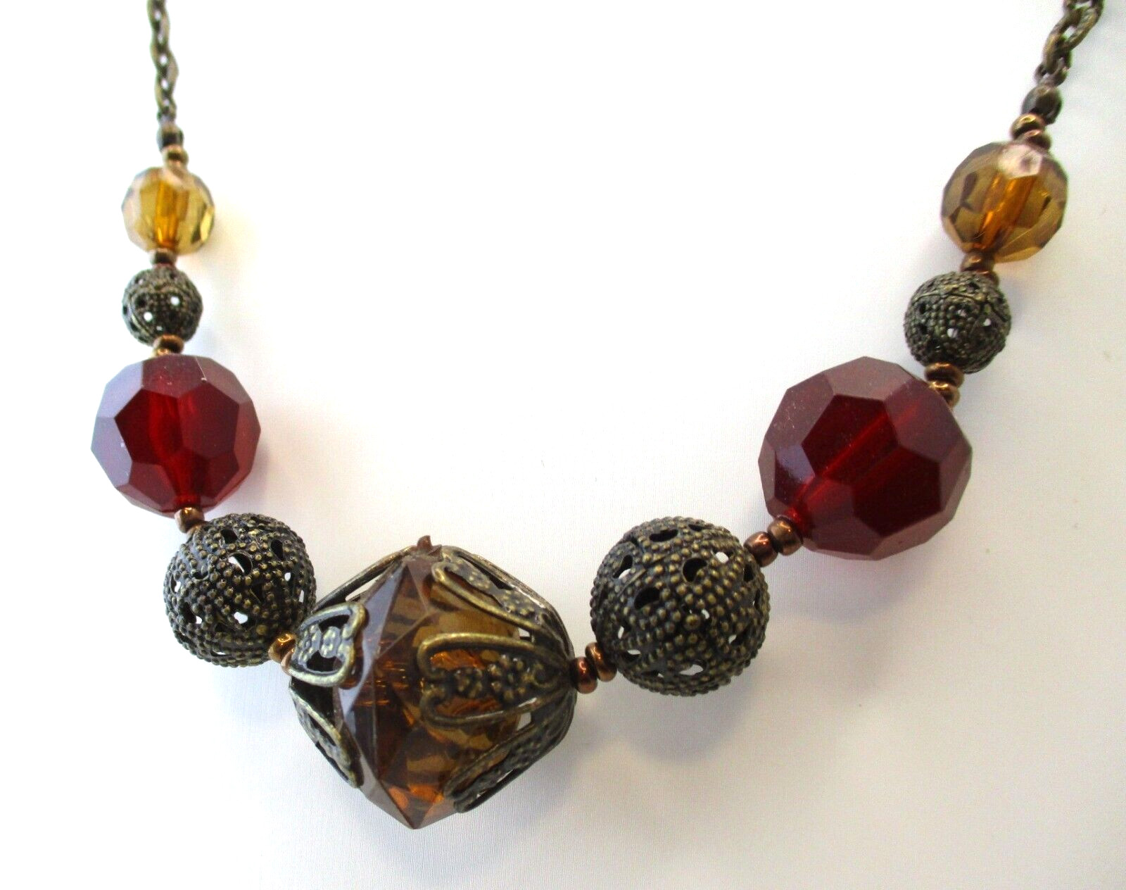 Vintage AVON Boho Acrylic Necklace Long 30″ + Fall Colors 5314