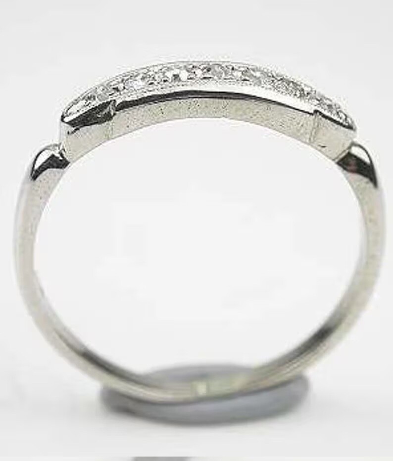 1/3 CTW White Round Cut Simulated Diamond Art Deco Wedding Band 925 Silver Ring