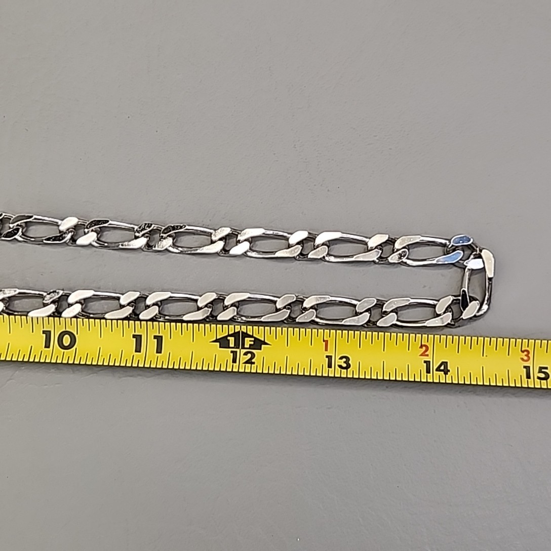 Vintage Monet Chain Necklace Figaro Link Silver Tone 29″