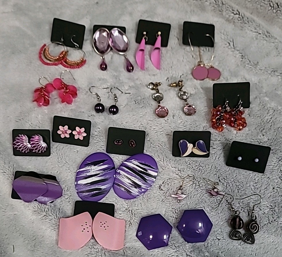 Lot of 19 Vintage Style Earrings for Pierced Ears Multicolor