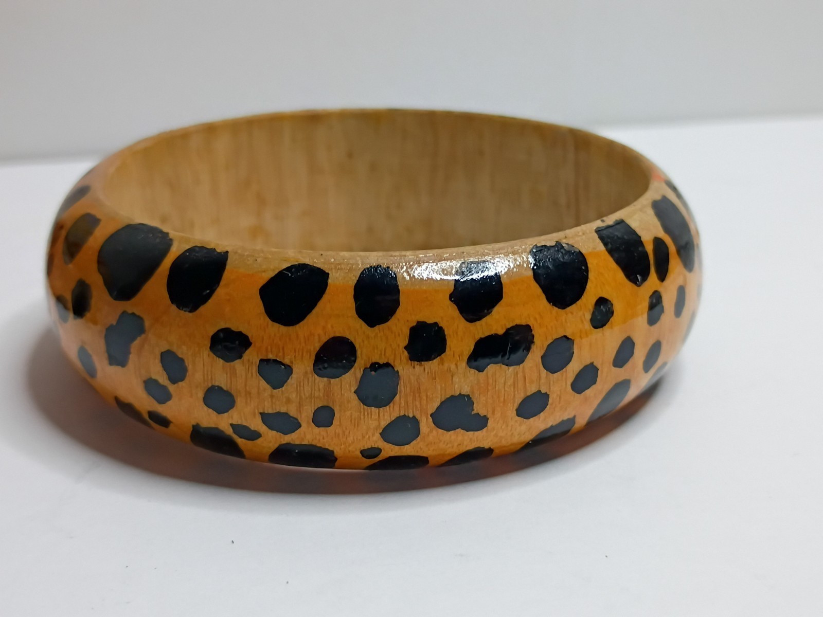 Lot Of 3 Vintage Wooden Bangle Bracelet Boho Chunky Bold Statement 1″ Thick Chee