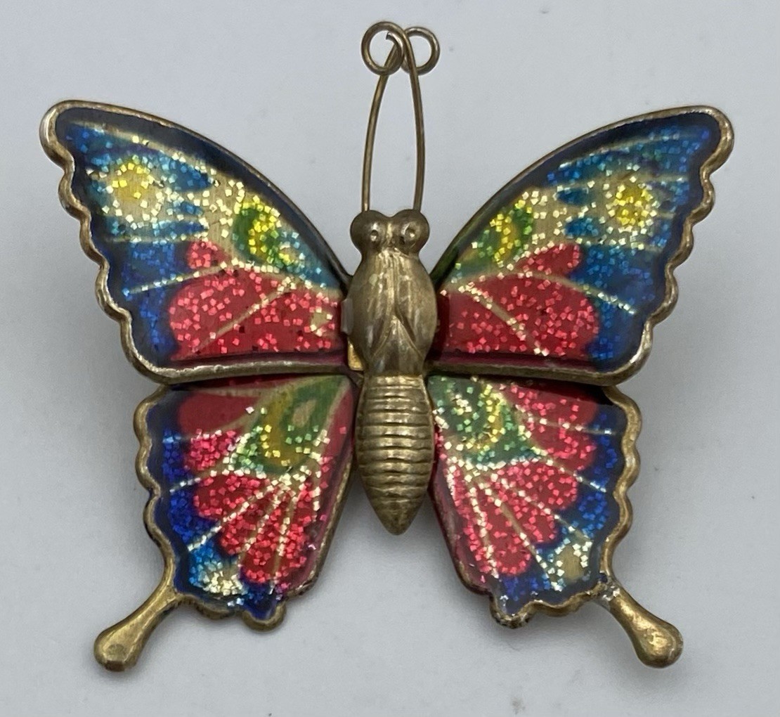 VTG Enamel Butterfly Brooch Pin Colorful Lightweight