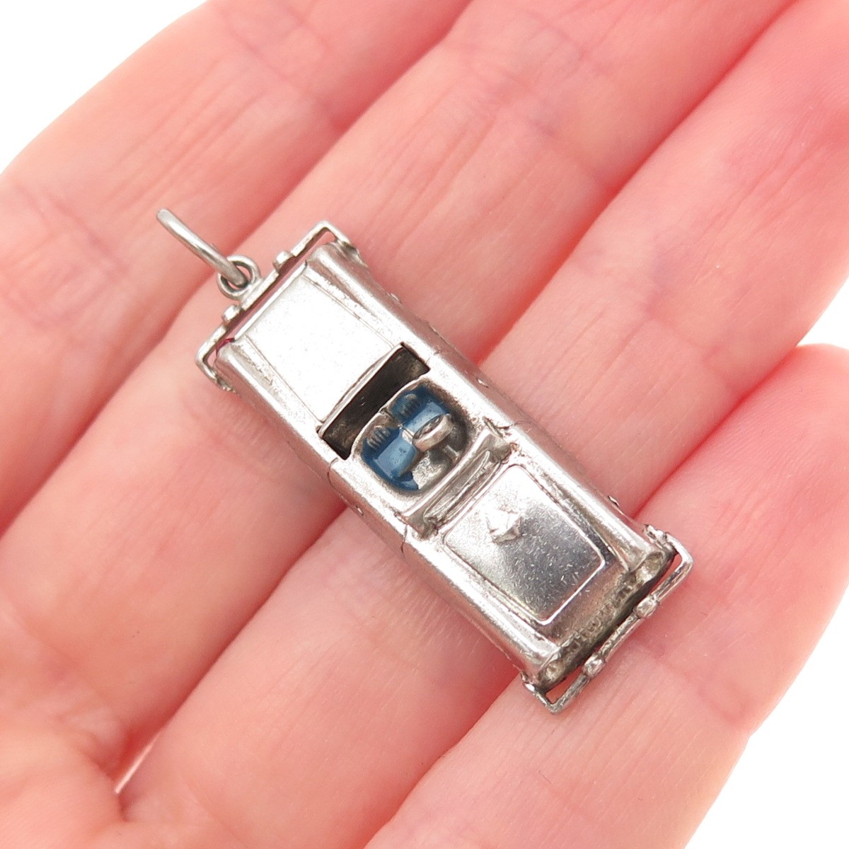 925 Sterling Silver Vintage Enamel Convertible Car Movable 3D Charm Pendant