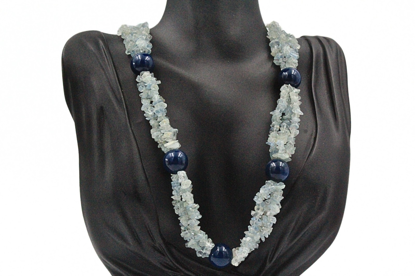 Summer Beach HSN Aquamarine Glass Multi Strand Beaded Necklace