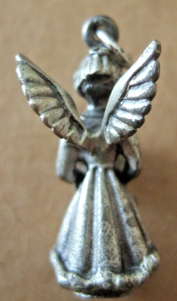 VINTAGE CREED STERLING SILVER APRIL GUARDIAN ANGEL PENDANT CHARM
