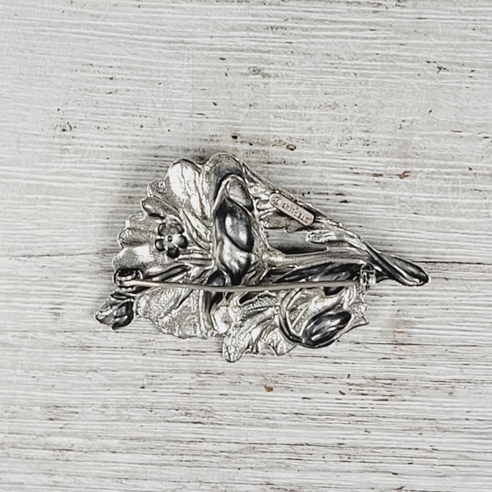 VINTAGE FELCH CO STERLING SILVER POPPY FLOWER 925 BROOCH PIN RETRO PRETTY SIGNED