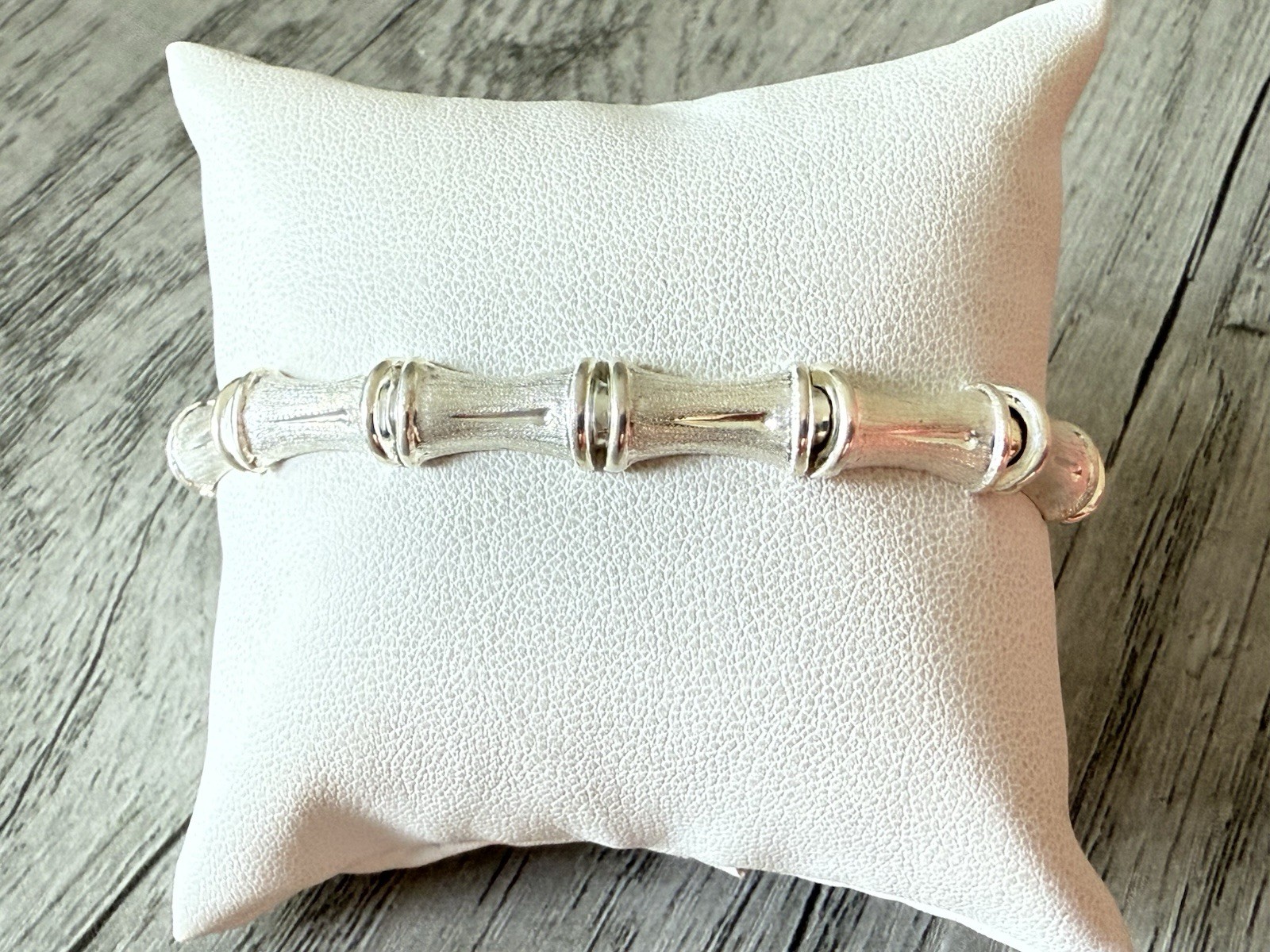 Vintage Signed Sterling Silver 925 Italy Bamboo Link Chunky Chain Bracelet 11g