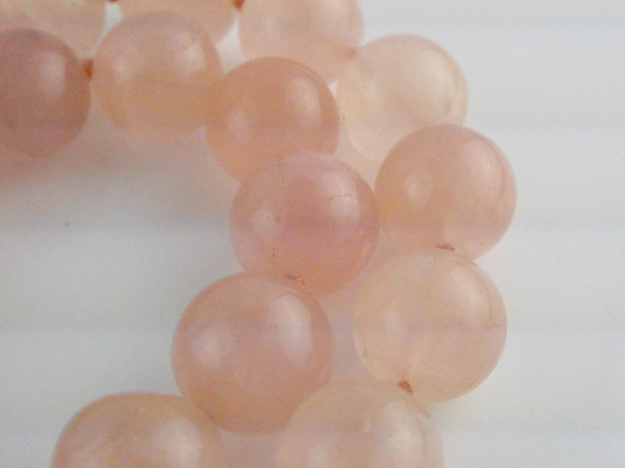 Vintage Hand Knotted Rose Quartz Bead Strand Necklace 34 Inches No Clasp 14mm
