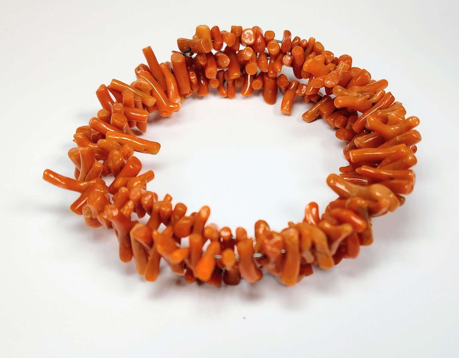 Vintage 1970’s Natural Orange Red Coral Stick Branch Wrap Bracelet