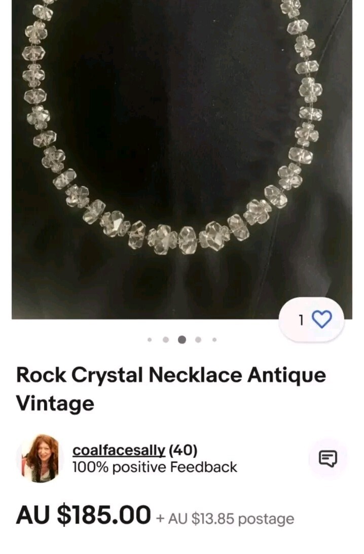 Vintage Rare Cut 1930’s Art Deco 45cm Faceted Rock ? Crystal Bead Necklace