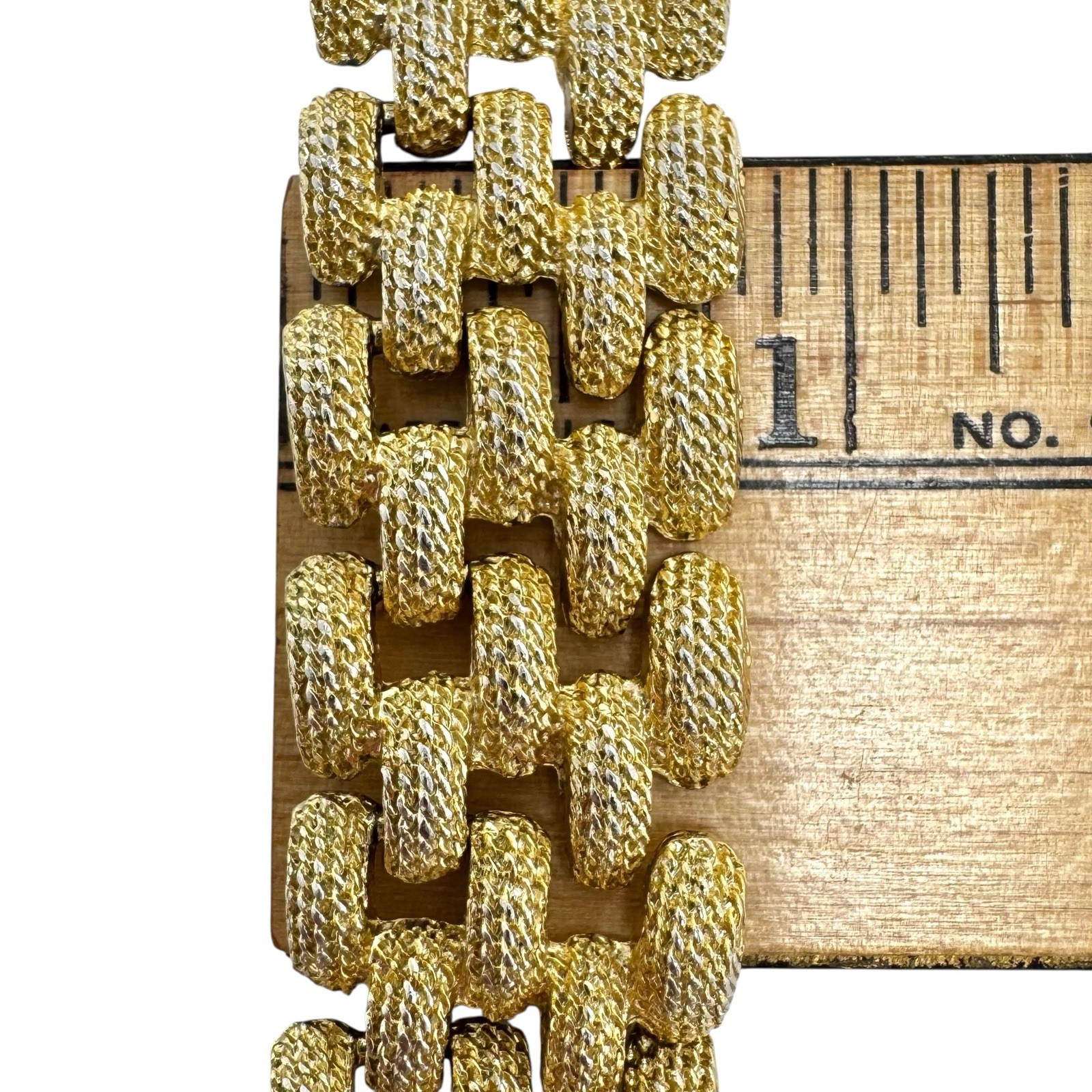Vtg Gold Tone Collar Necklace Frosted Finish Textured Rectangular Brick Links