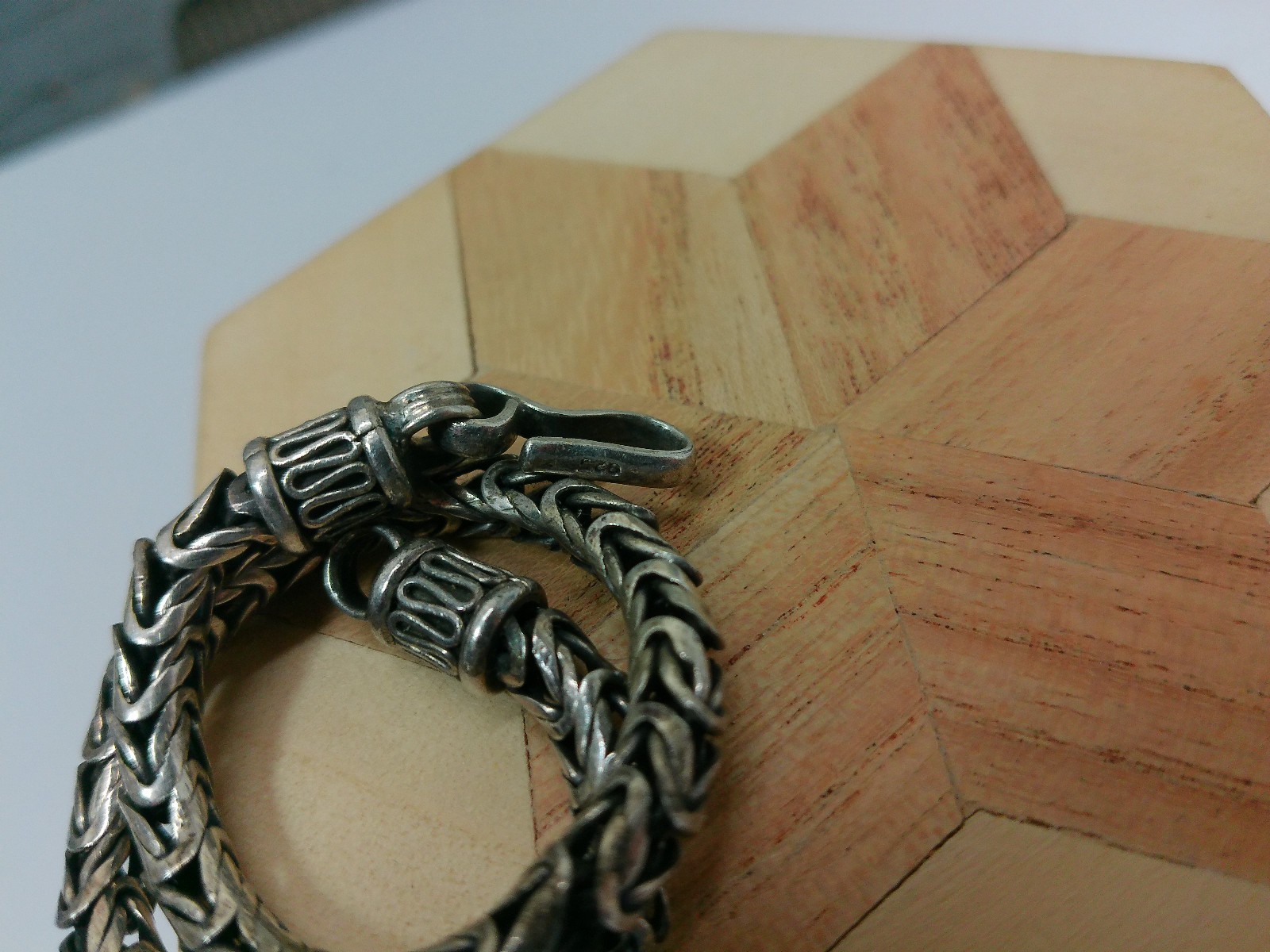 Vtg Foxtail Wheat Braid Sterling Silver 4.6mm Wide Spiga Hook End Bracelet 8.5″