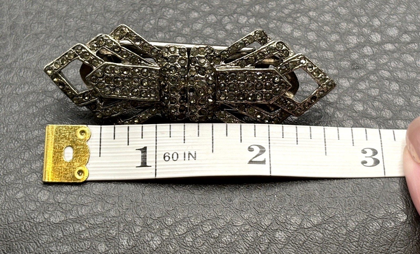 Vintage Art Deco Bow Rhinestone Duette Brooch Pin Convertible Dress Clips READ