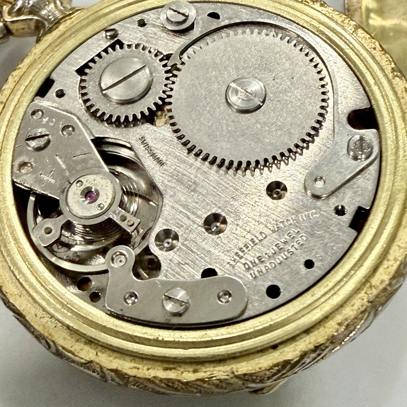 Vintage Sheffield Manual Wind Necklace Pocket Watch Two Tone RUNS!