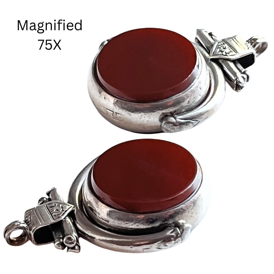 Antique 1887 Victorian Bloodstone + Carnelian Fob Pendant *Chester Silver*