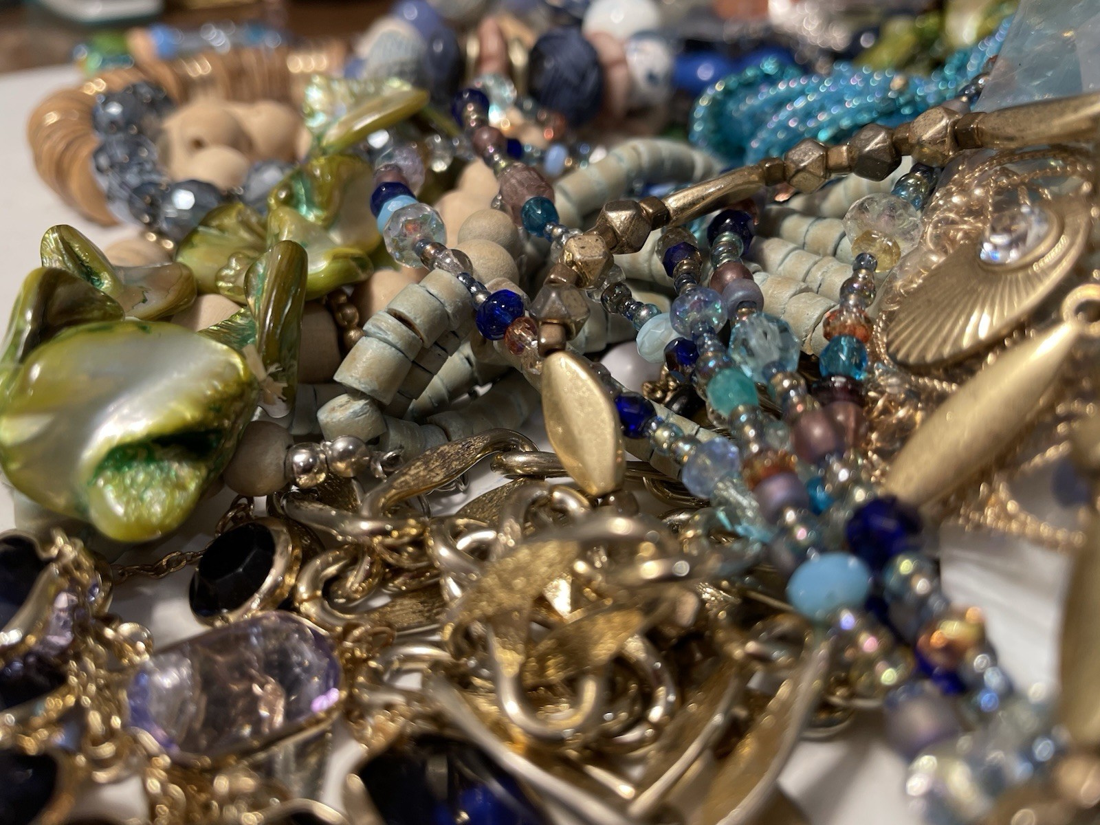 4Lb Mixed Mystery Jewelry Lot Vintage Mod Boho Beaded Necklaces Bracelets