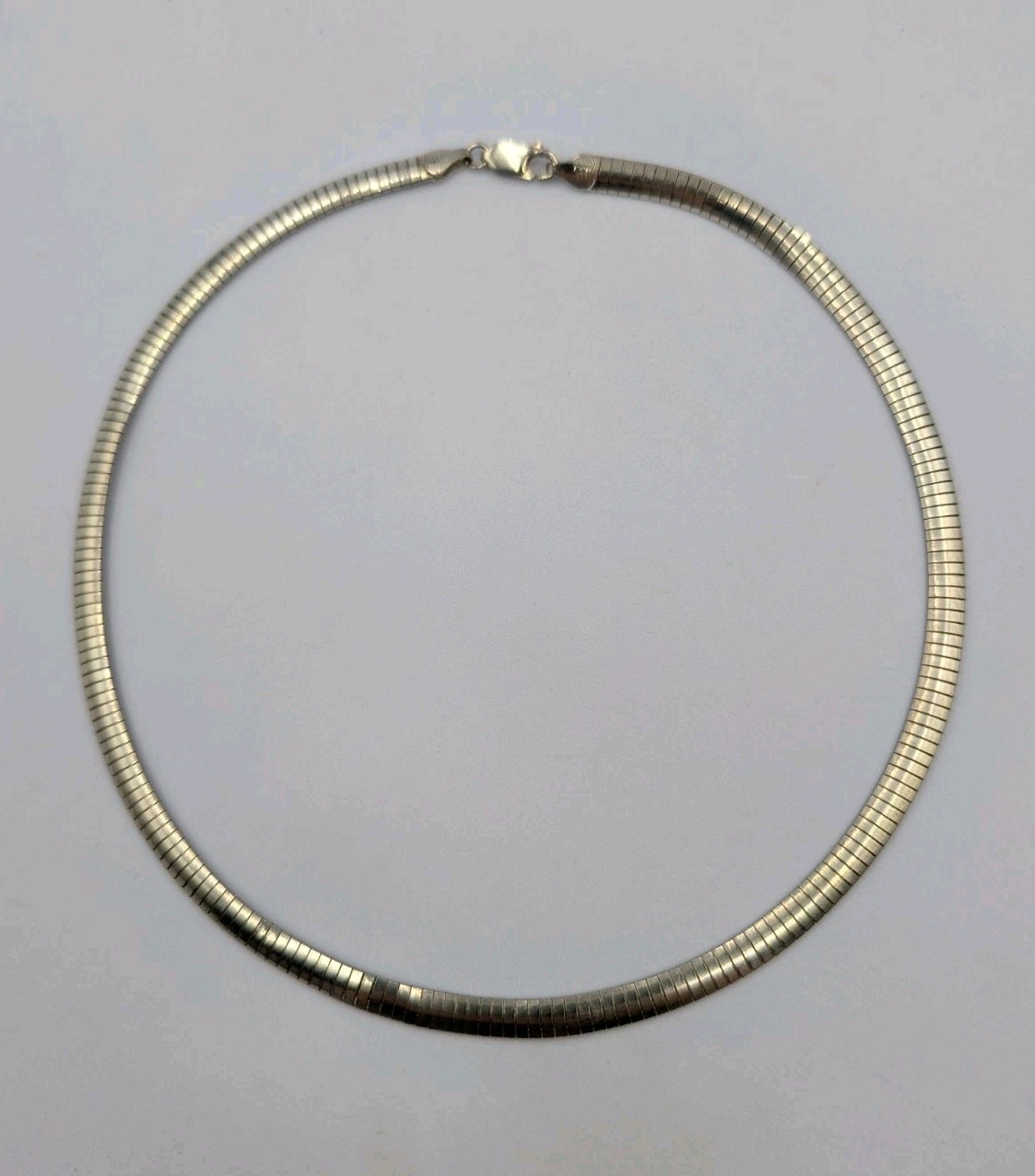 By M Vtg Sterling Silver 6mm Flat Omega Italian Chain 925 17.5″ Necklace – 26.4g