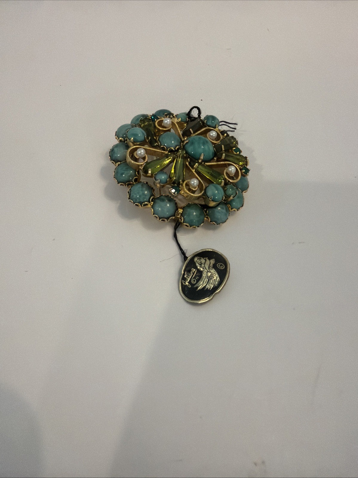 Vintage Juliana DeLizza & Elster Blue Aurora Borealis and Topaz Rhinestone W/Tag