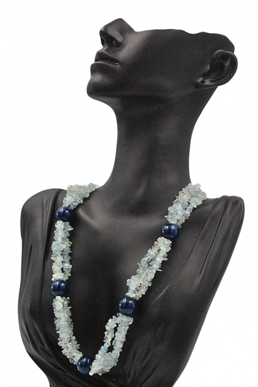 Summer Beach HSN Aquamarine Glass Multi Strand Beaded Necklace