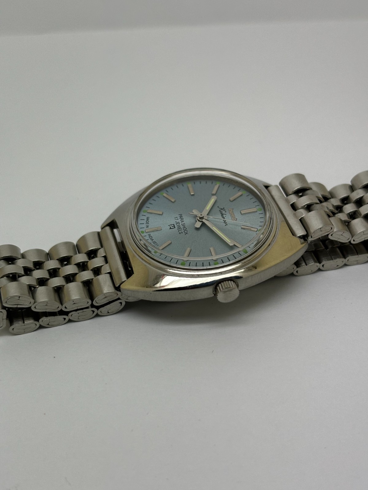 Vintage HMT Kohinoor Sky Blue Dial Mechanical hand Winding Transparent Back Case