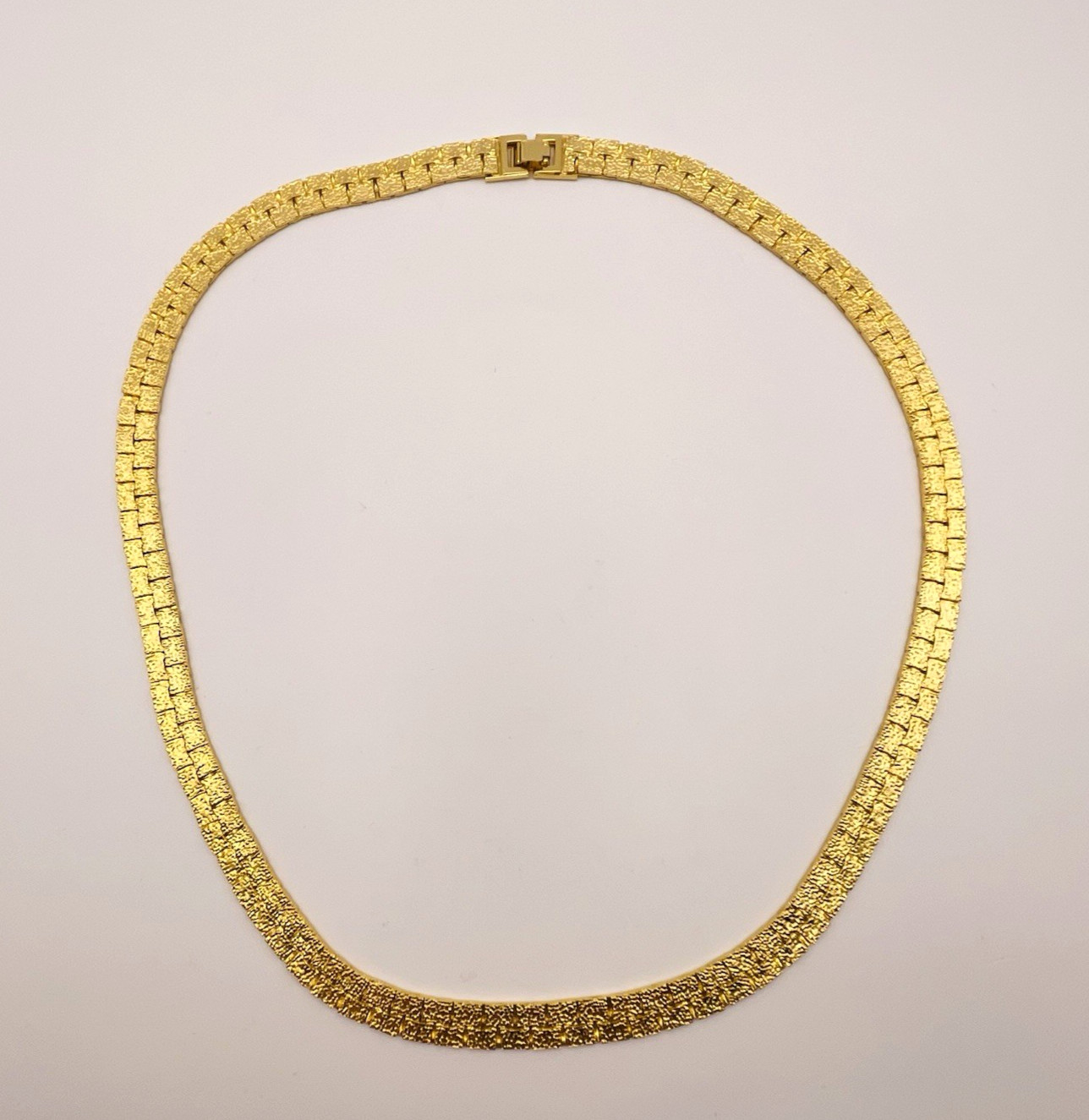Vintage Gold Tone Smooth and Textured Wide Chain Necklace 24″ Statement