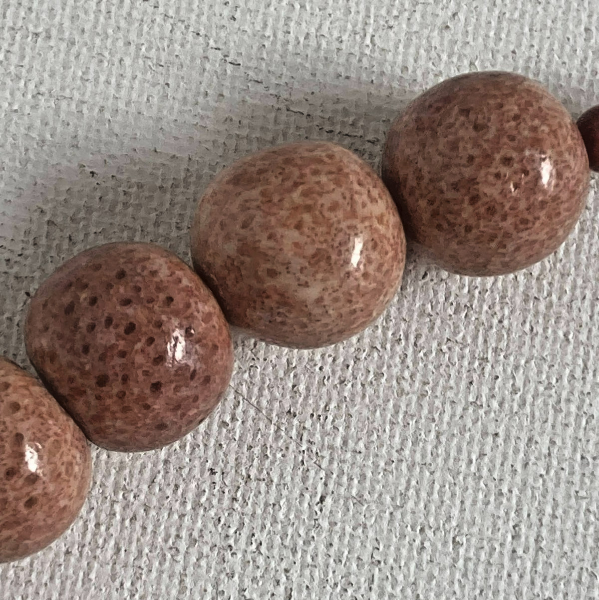 Necklace Vintage Muted Pink Beaded Choker Heavy Natural Beads 16″