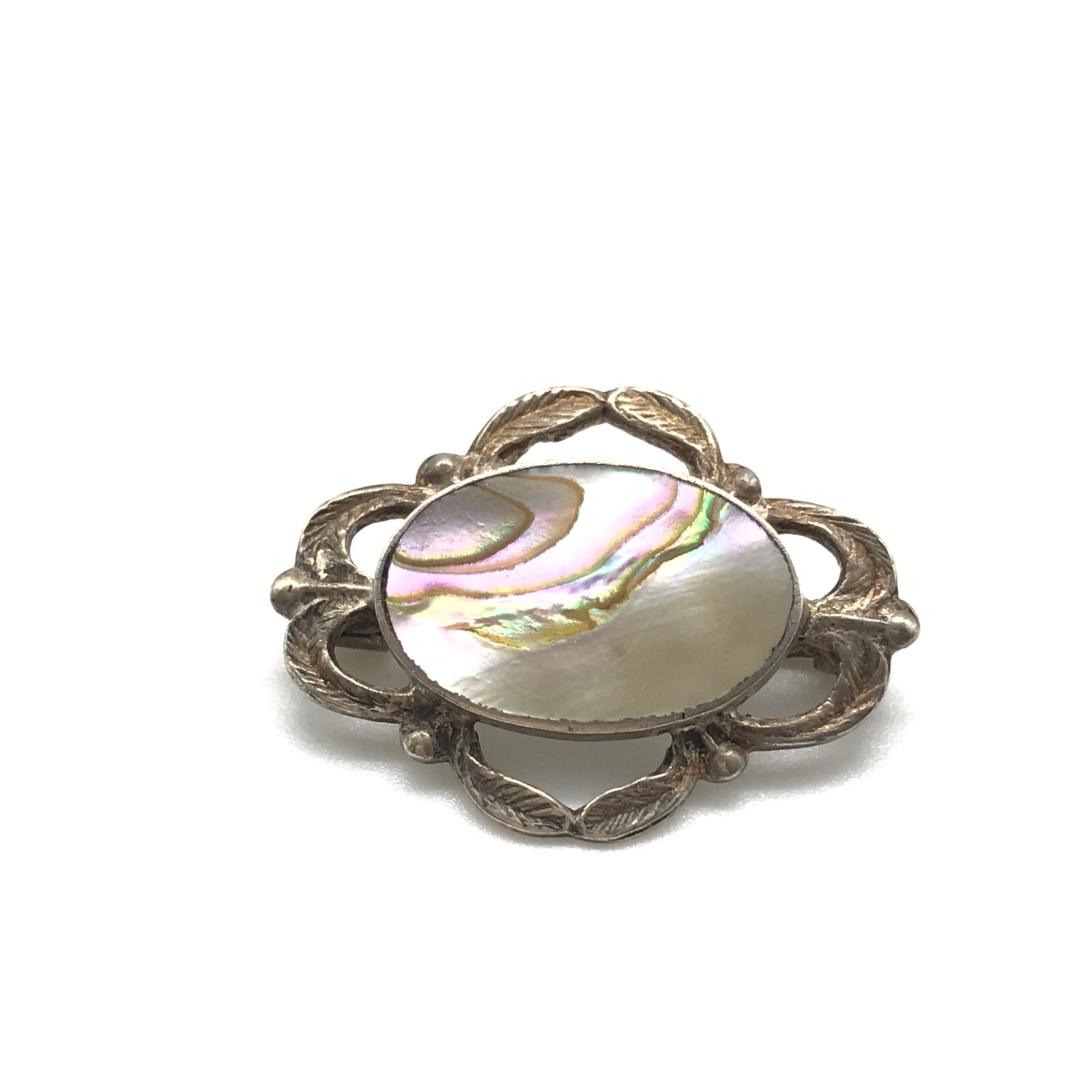 Vintage 925 Sterling Silver Small Petite Abalone Brooch Pin