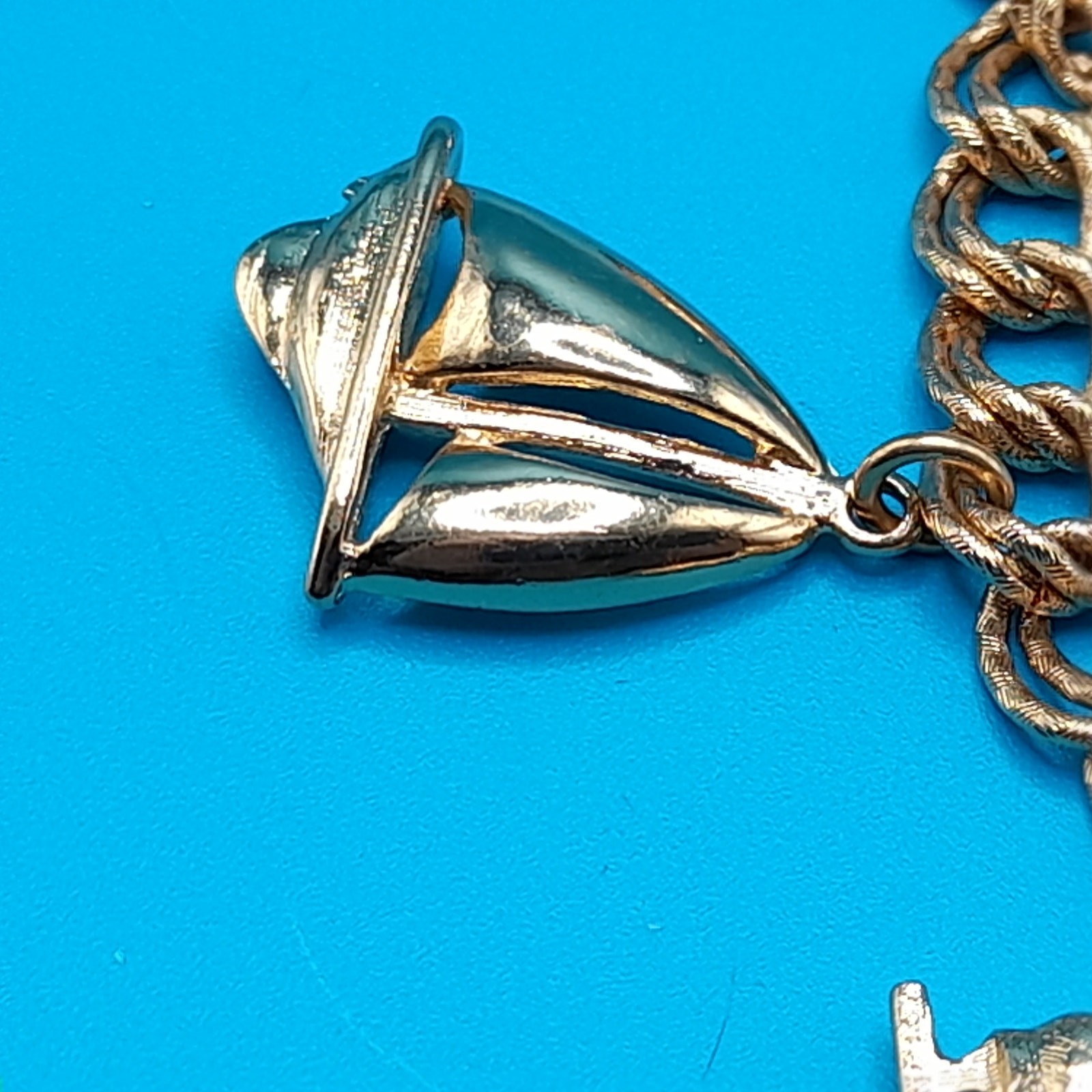 Vintage Monet Charm Bracelet Sports Theme Gold Tone Sister Clasp