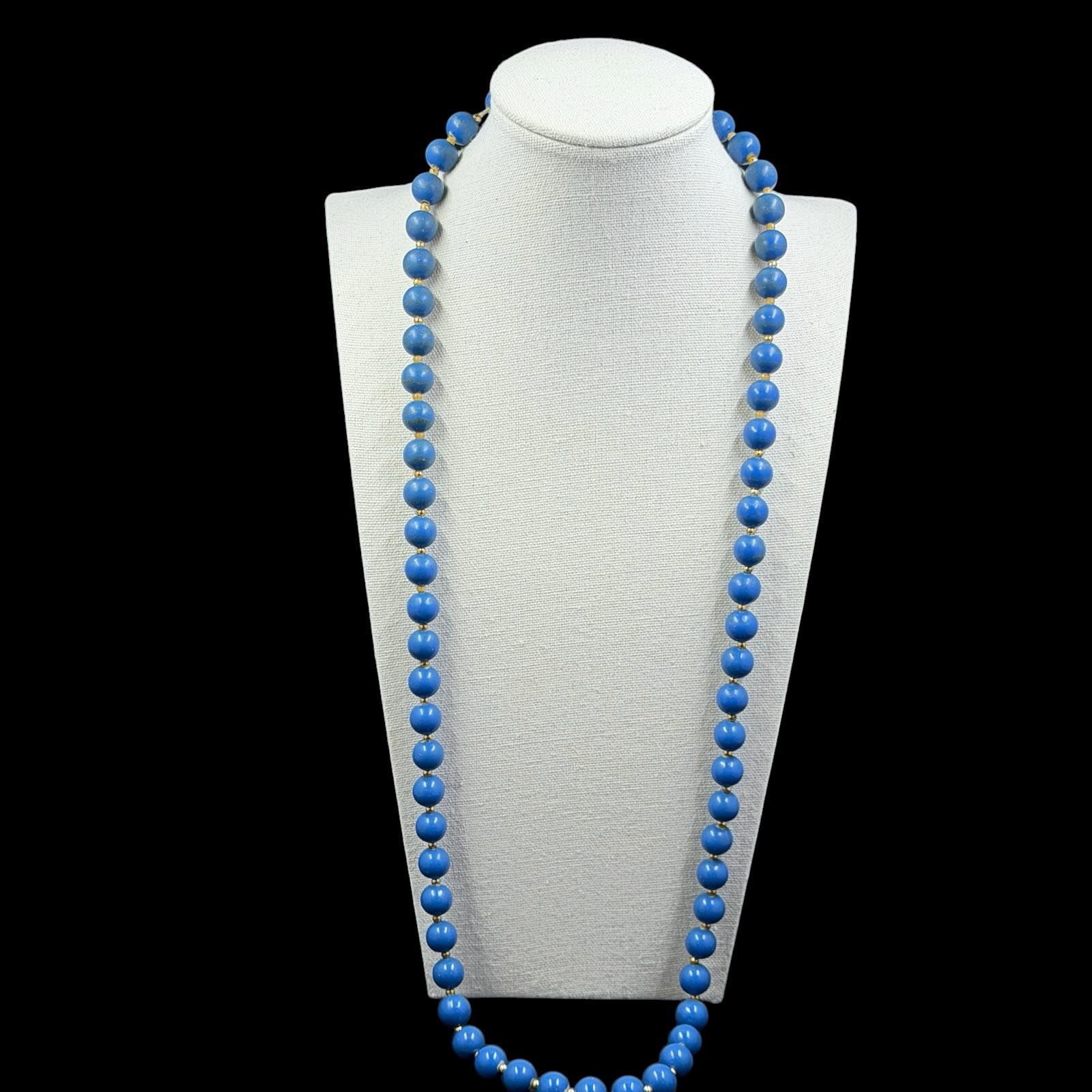 Vintage Blue Beaded Necklace Set 2 Strand Bundle Long Layered Coastal Boho