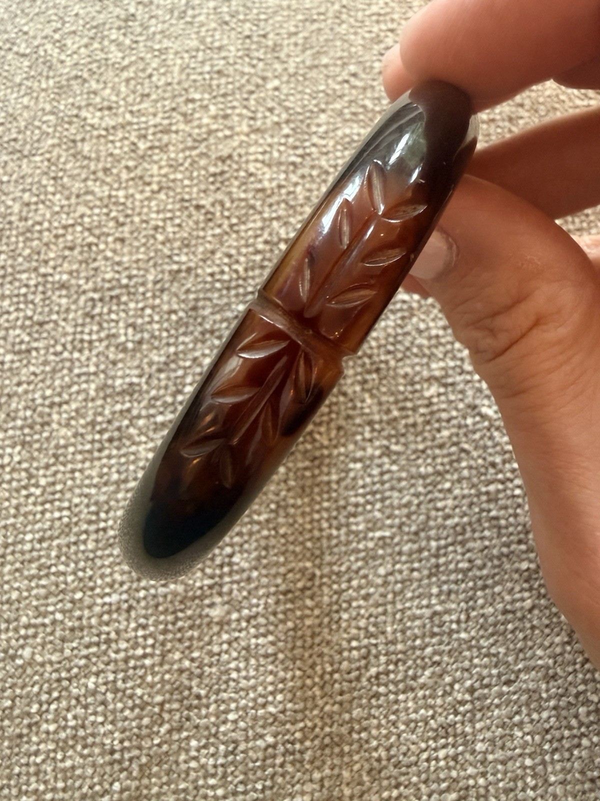 Vintage Carved Overdyed Bakelite Bangle
