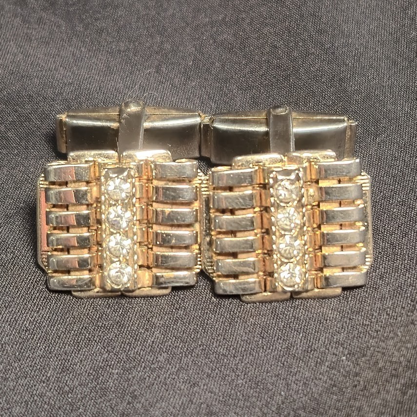 Las Vegas Glam 1950s 1960s Mens Cufflinks and Money Clip Corbi Quality Gold